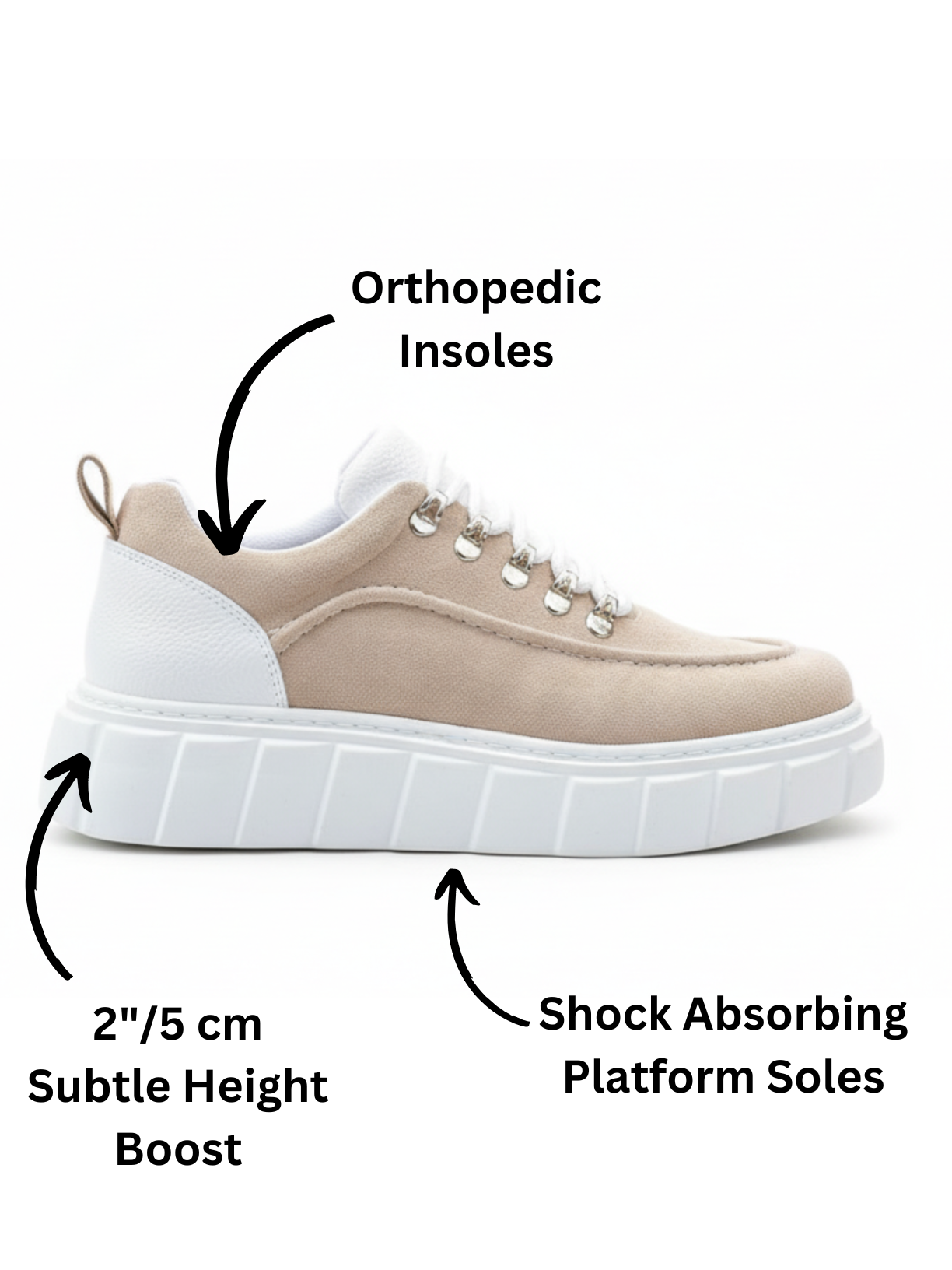 Vega Ivory beige and white chunky platform sneaker by Apollo Moda, sixth angle