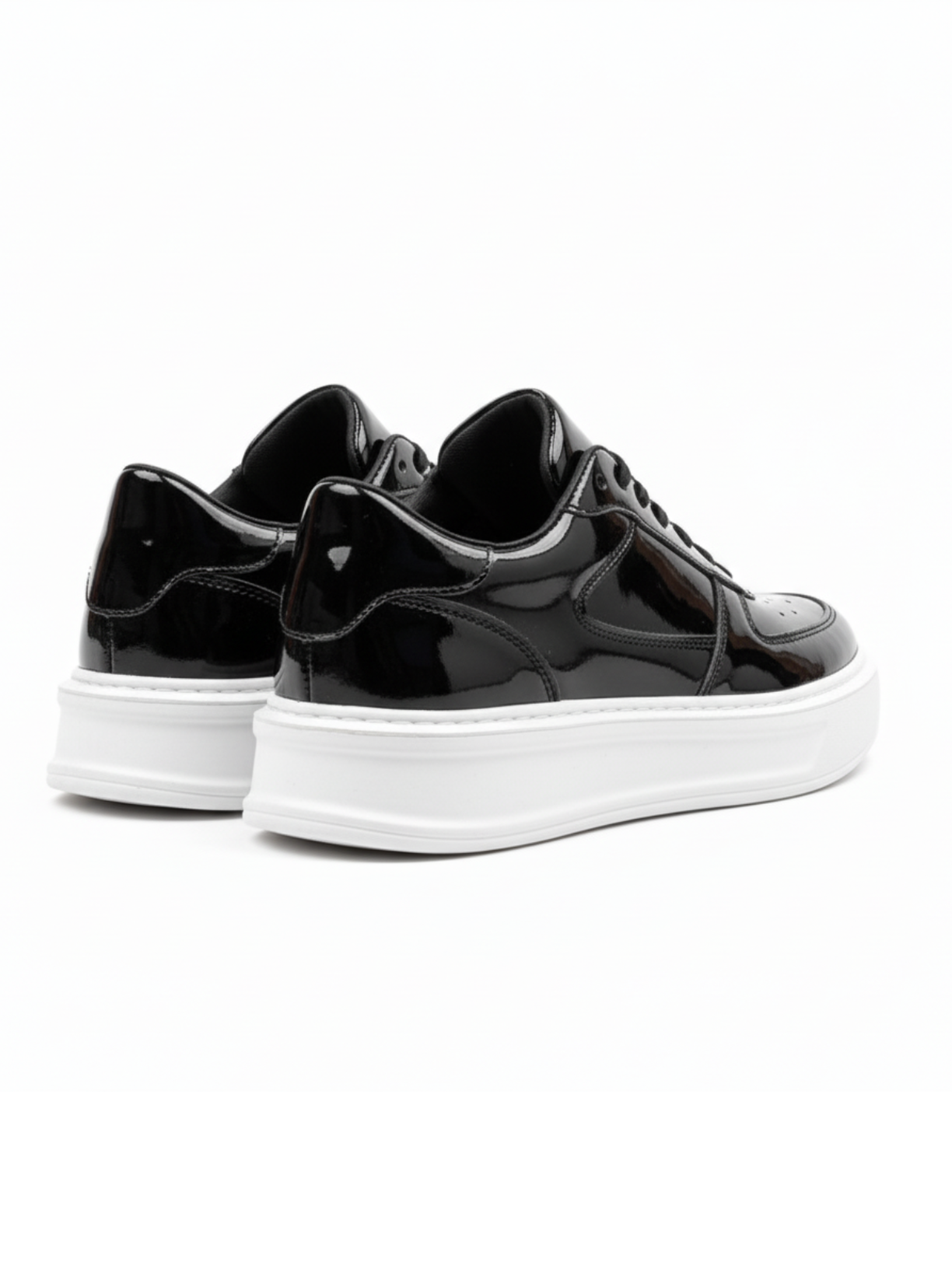 Apollo Moda men's Artemis Nova shiny black chunky sneaker, fourth angle
