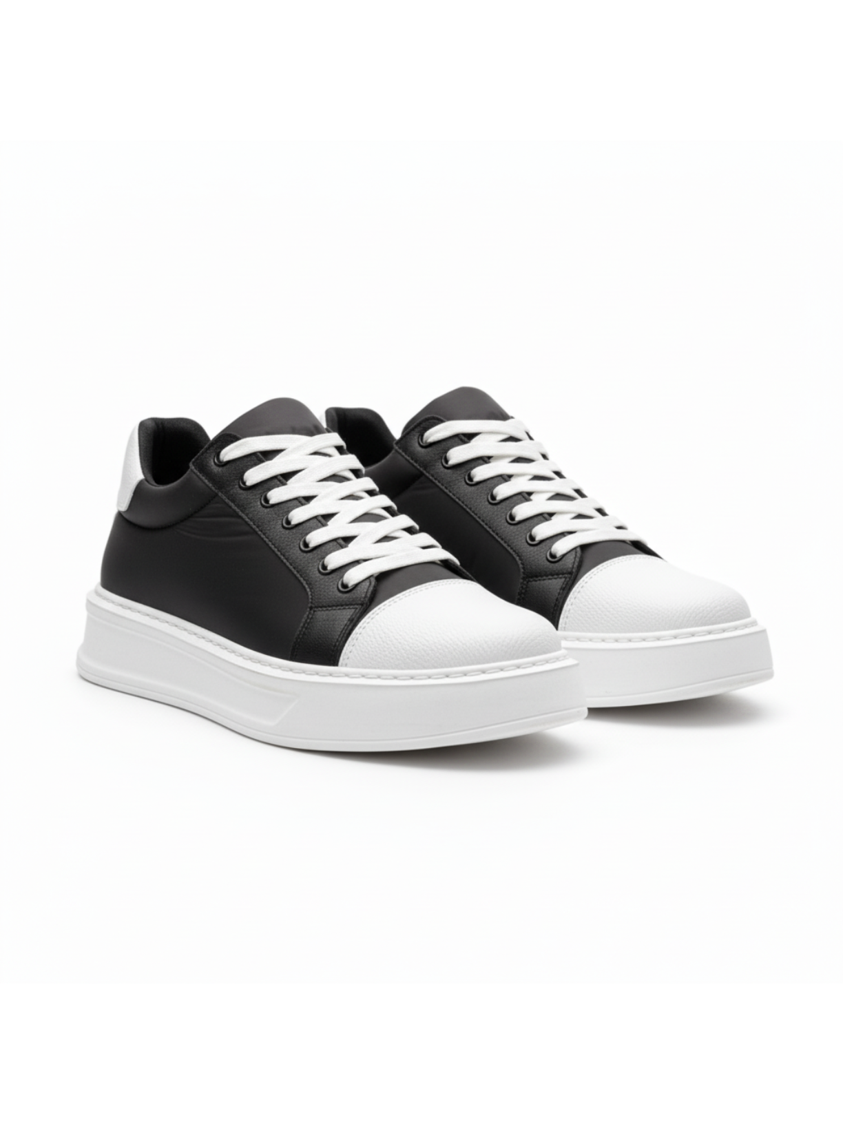 Titan Frost black and white chunky sneaker by Apollo Moda, third angle