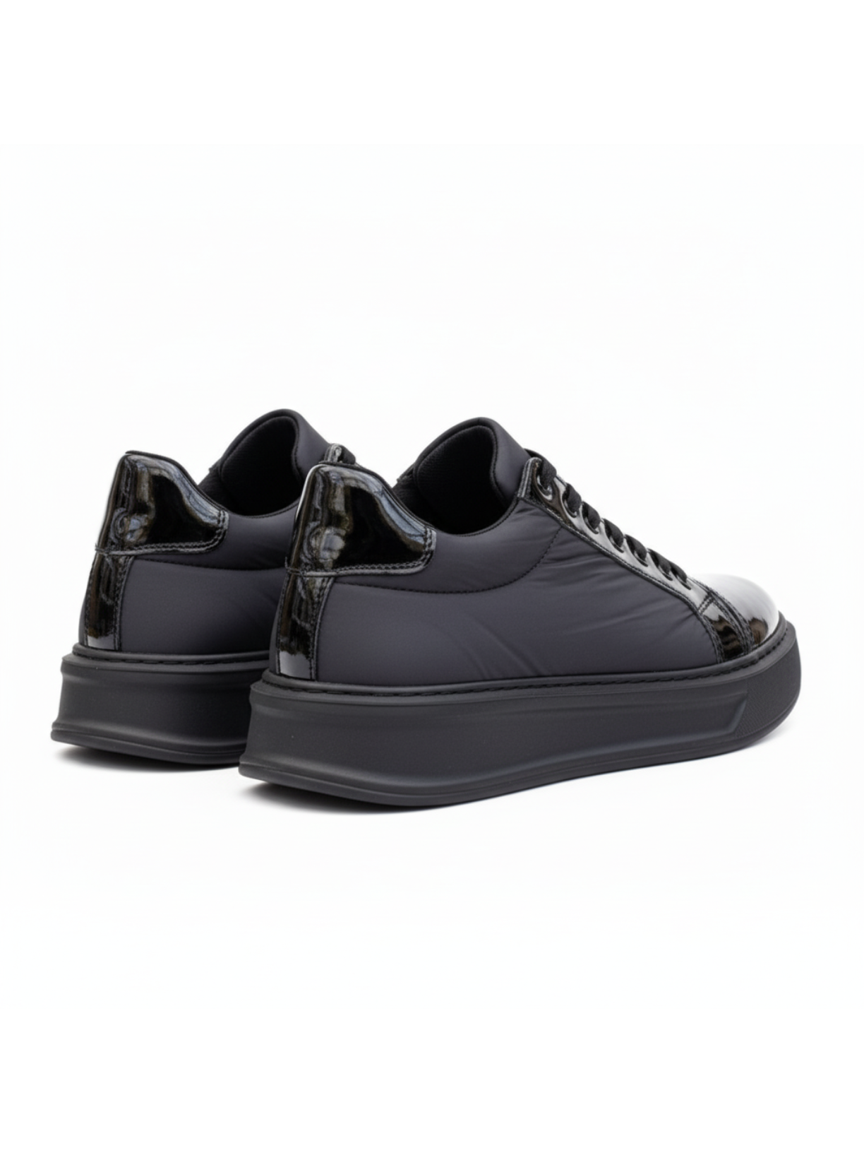 Apollo Moda men's Titan Eclipse black patent lace-up sneaker, fourth angle