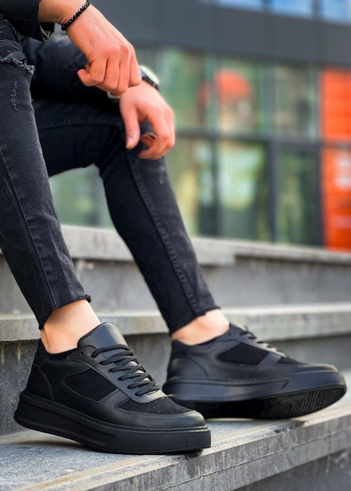 Artemis Eclipse black chunky sole sneaker by Apollo Moda, sixth angle
