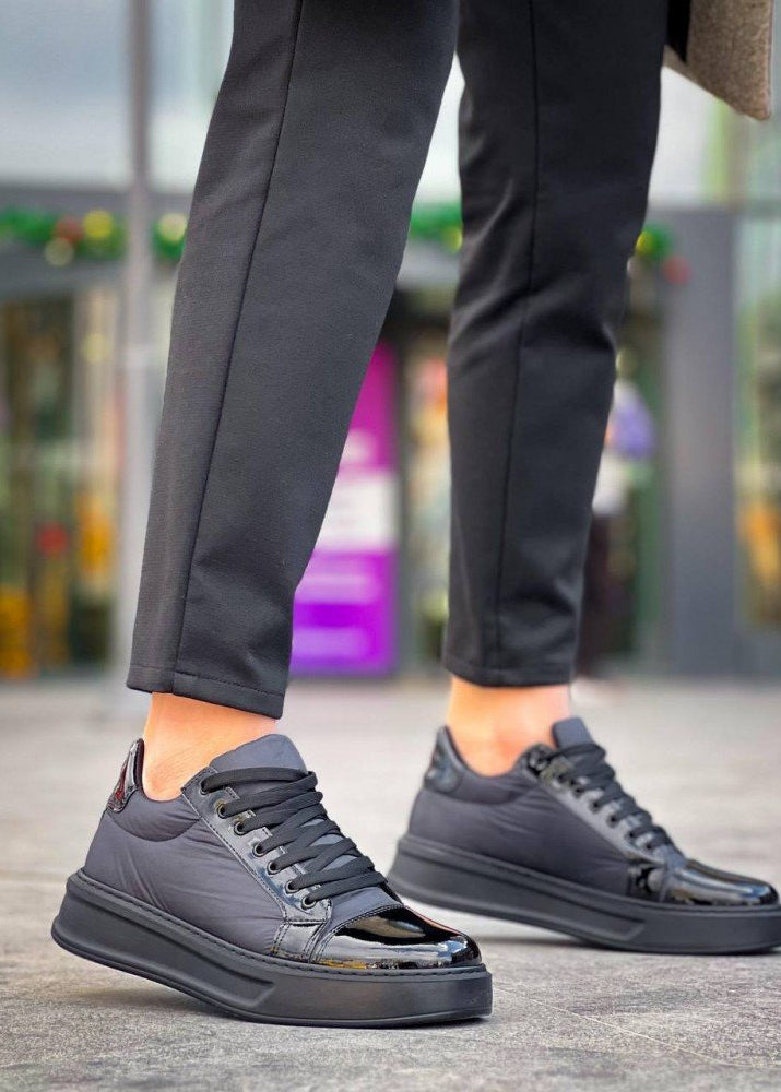 Men's Titan Eclipse all-black chunky sole sneaker by Apollo Moda, fifth angle
