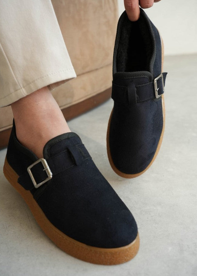 Apollo Moda men's Arden Flux brown suede buckle slip-on, fourth angle