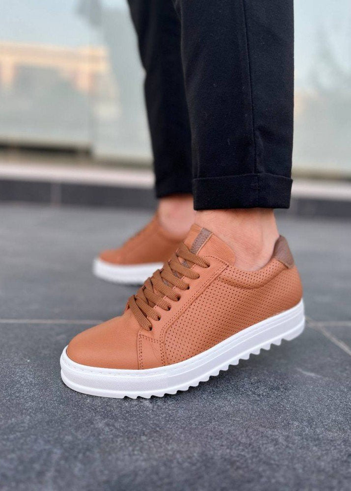 Men's Arion Terra tan leather sneaker with white sole by Apollo Moda, fifth angle