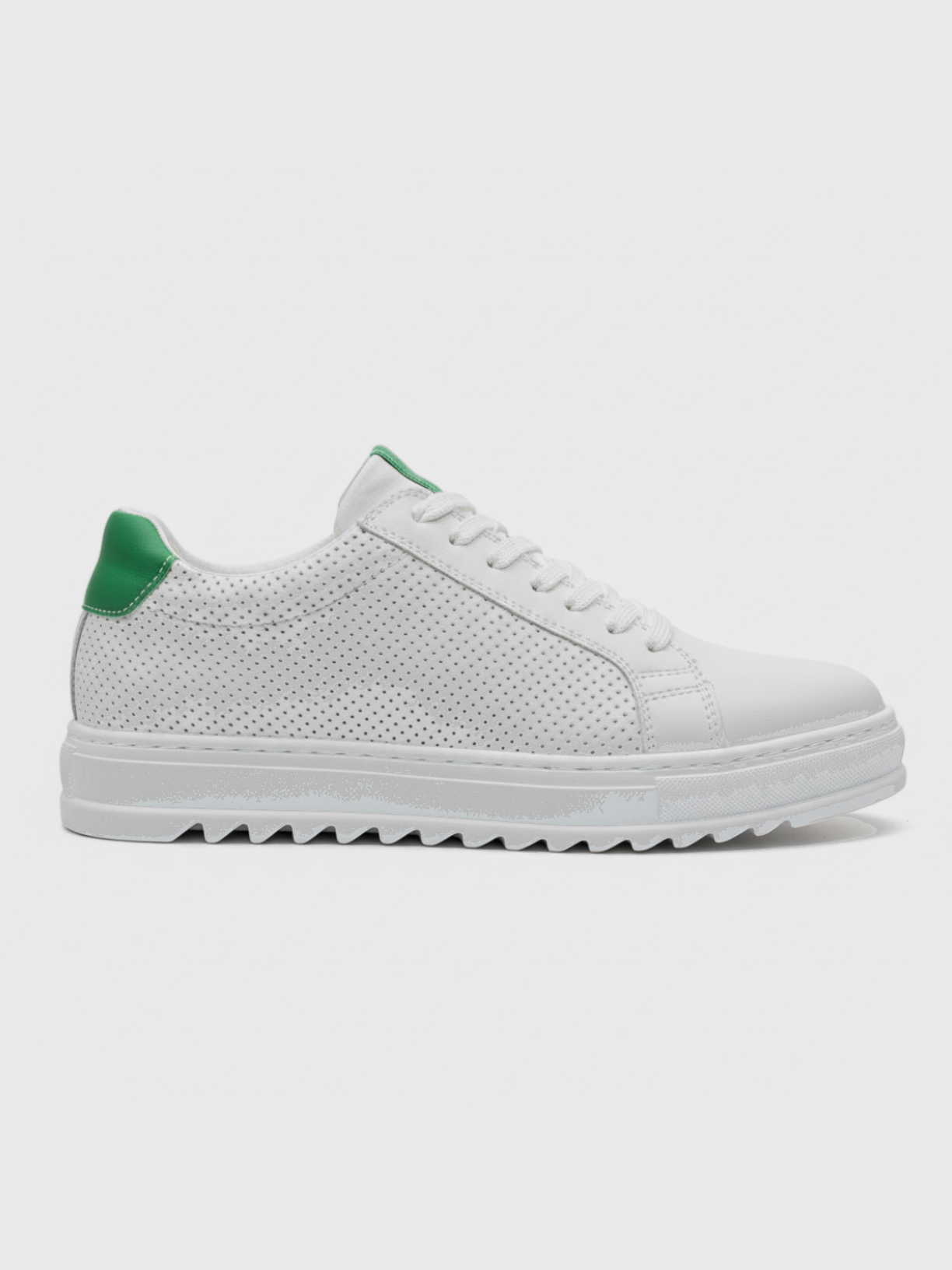 Apollo Moda Men's Arion Verde white leather sneaker with green accents, main product photo