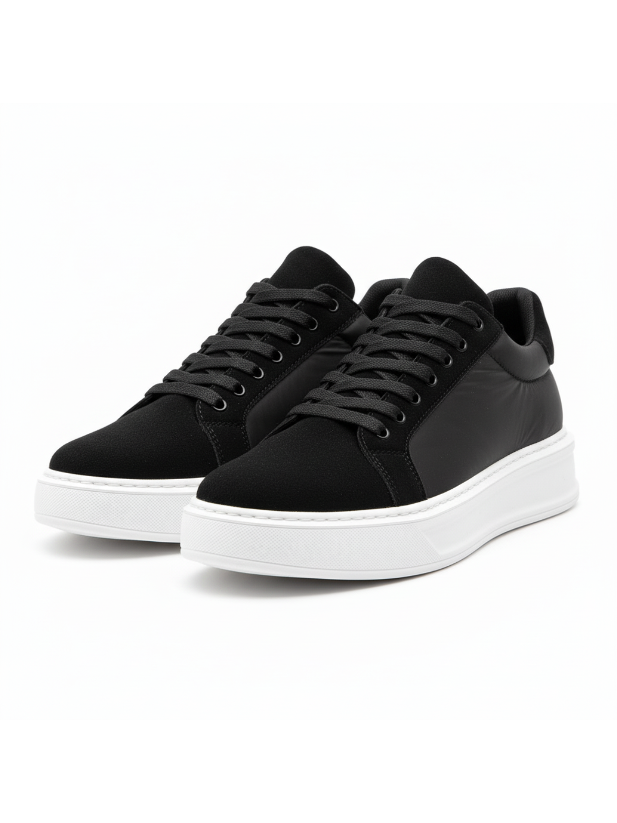 Men's Genesis Shadow by Apollo Moda, black sneaker with white sole, third angle