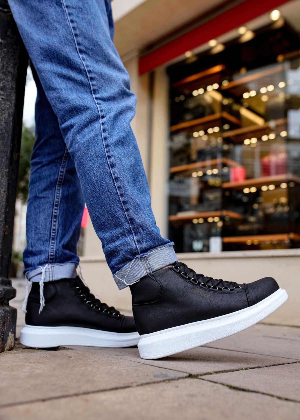Men's Kelly Midnight Majesty by Apollo Moda, black high-top boot styled for everyday smart-casual wear