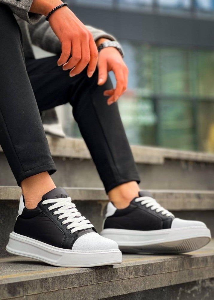 Titan Frost black and white casual sneaker by Apollo Moda, sixth angle