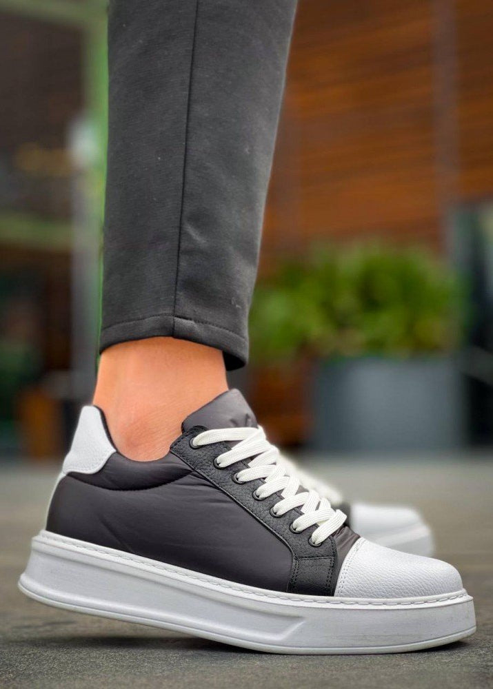 Men's Titan Frost black and white chunky sole sneaker by Apollo Moda, fifth angle
