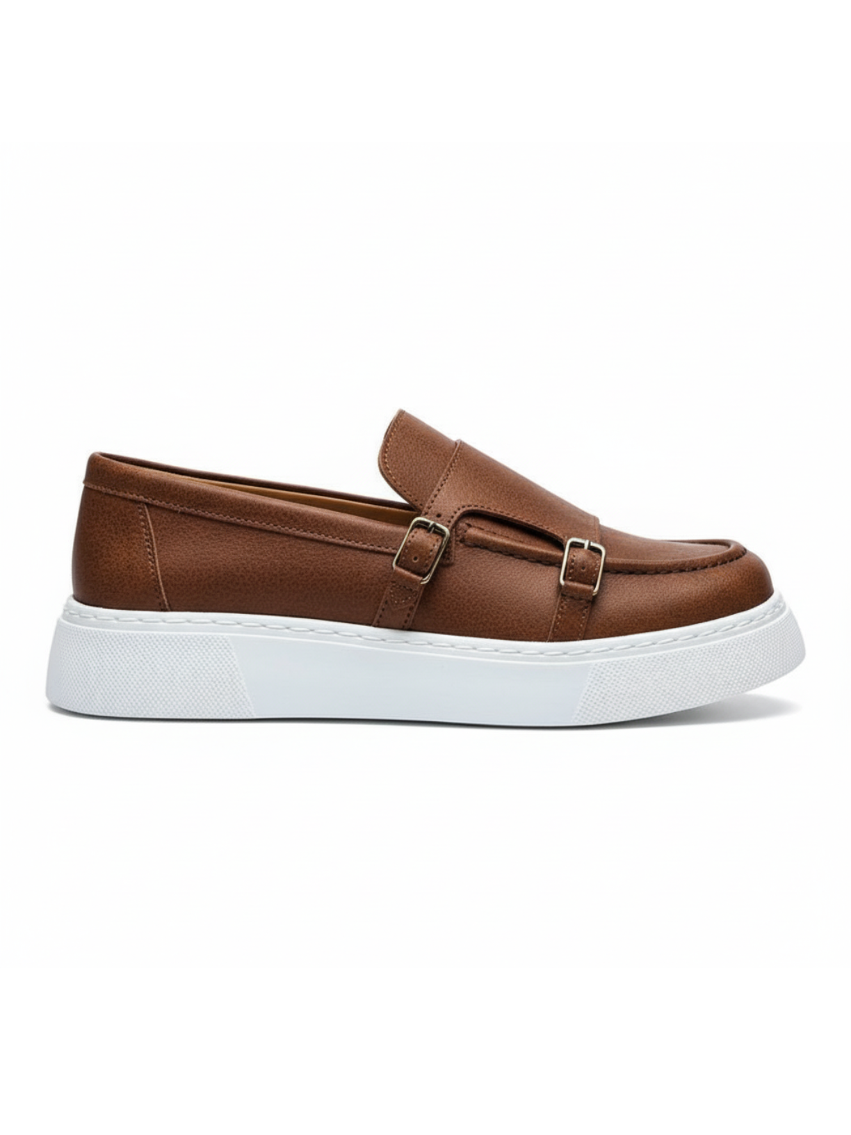 Zion Earthy Brown loafer with white chunky sole by Apollo Moda, third angle