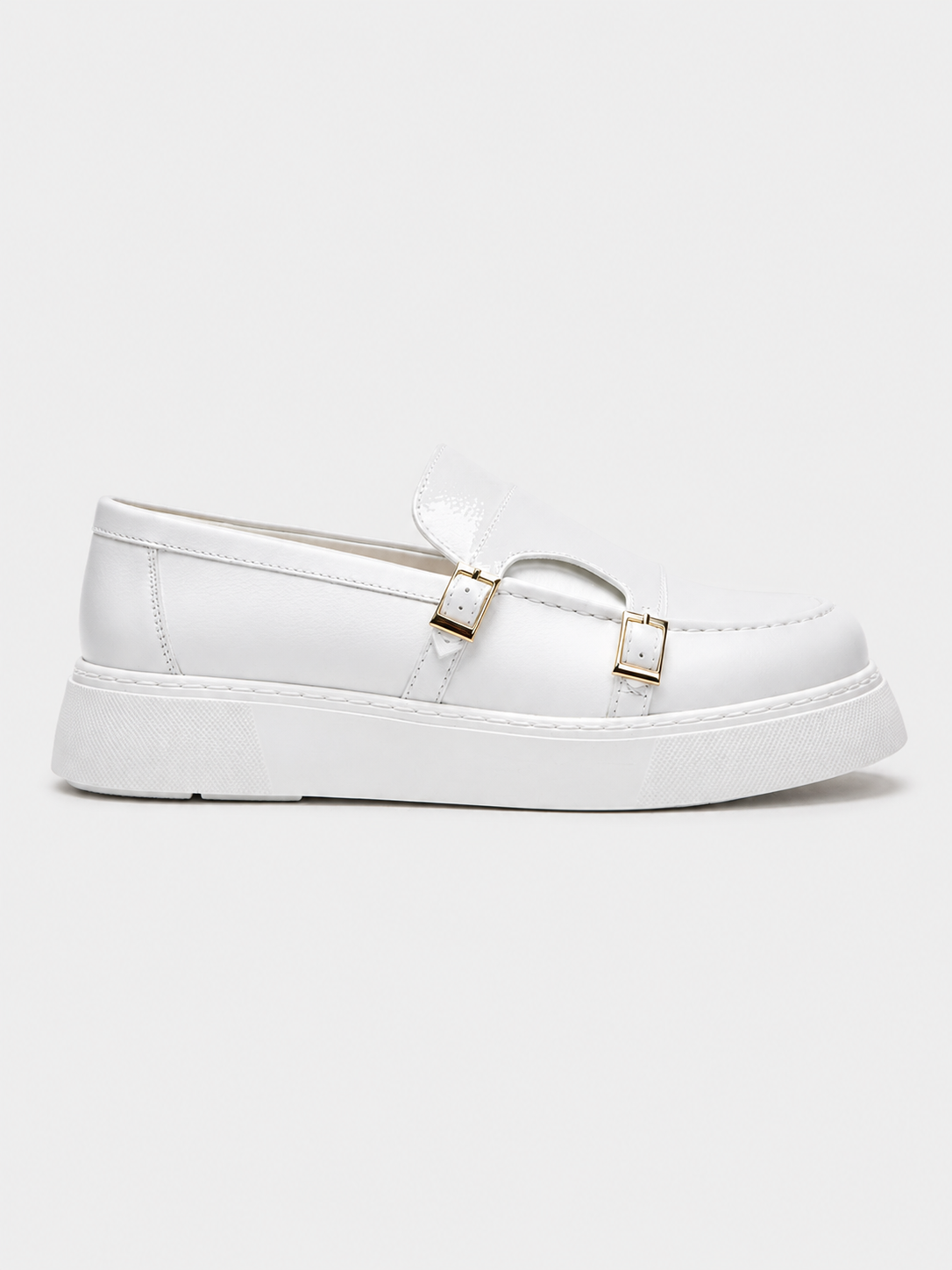 Apollo Moda Men's Zion Pristine Purity white dual-buckle platform loafer, main product photo