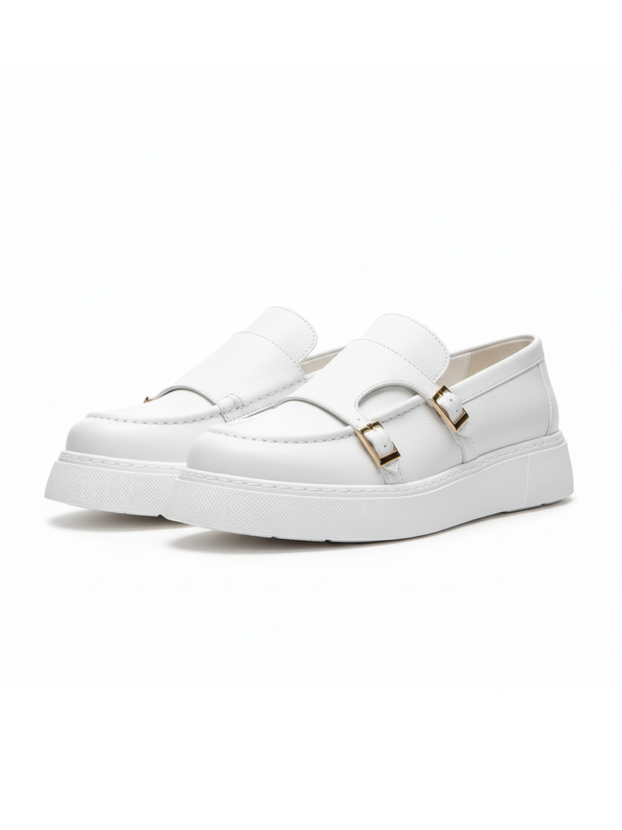Apollo Moda men's Zion Pristine Purity white chunky sole loafer, fourth angle