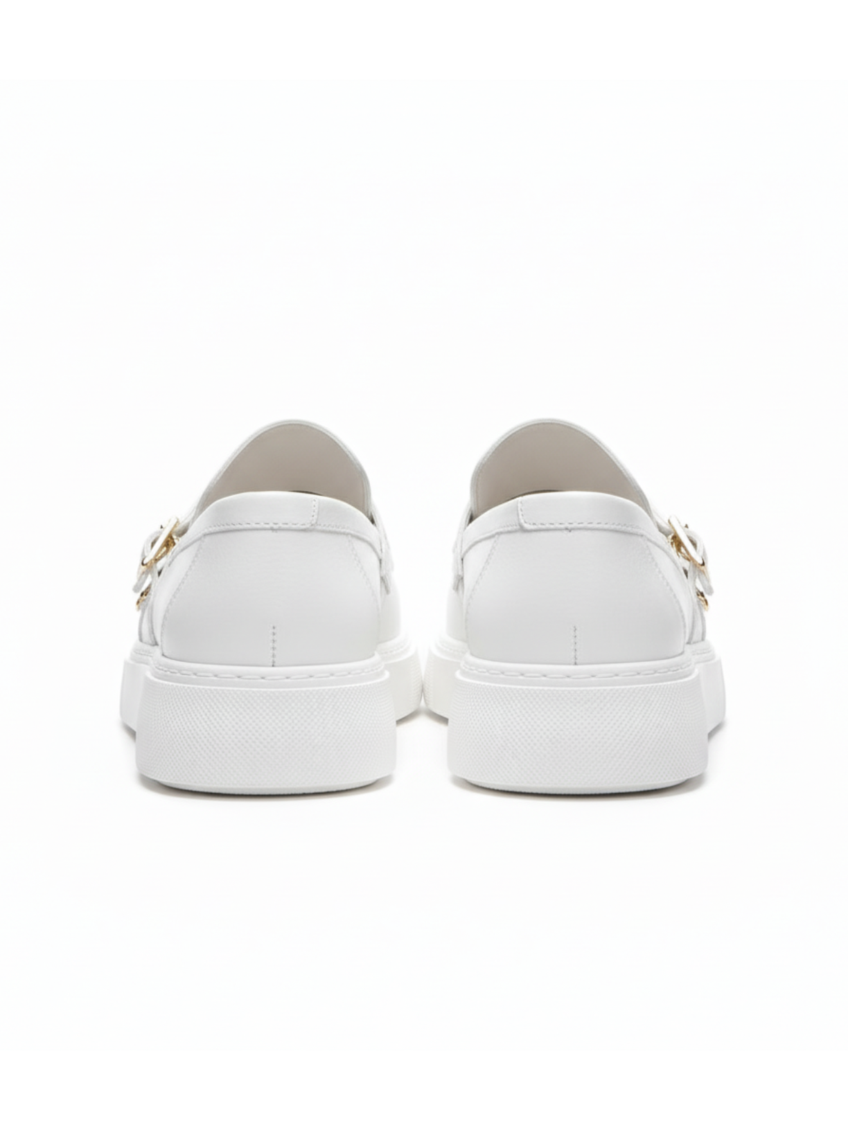 Men's Zion Pristine Purity white dual-buckle loafer by Apollo Moda, fifth angle