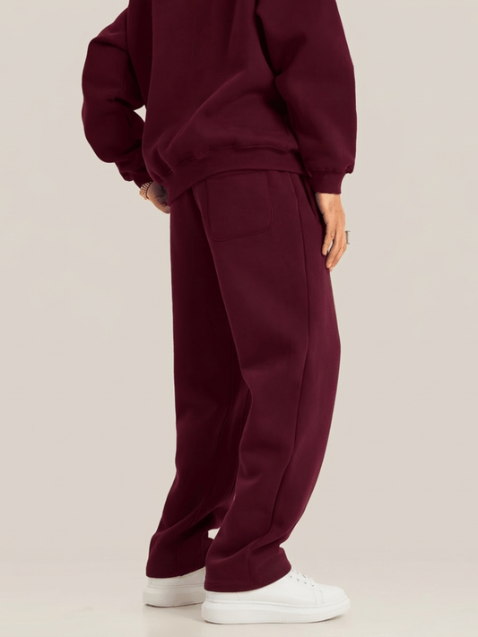 سراويل رياضية بلون بوردو من الصوف الفاخر بحجم كبير