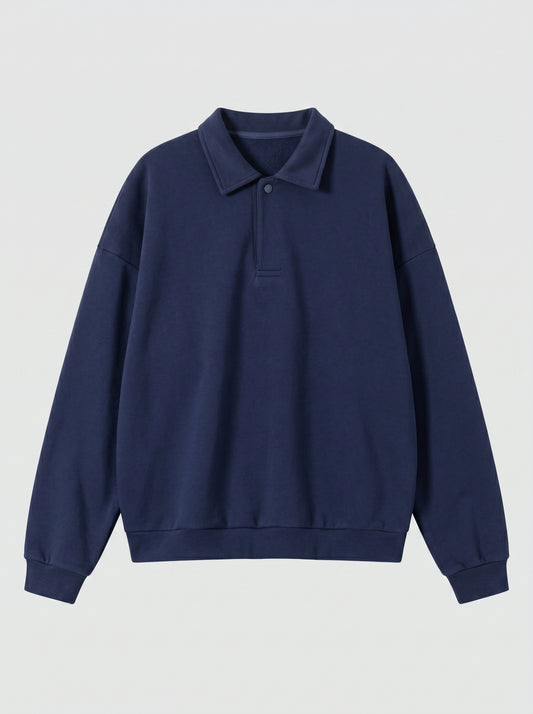 Half-Placket Polo Collar Oversized Sweatshirt