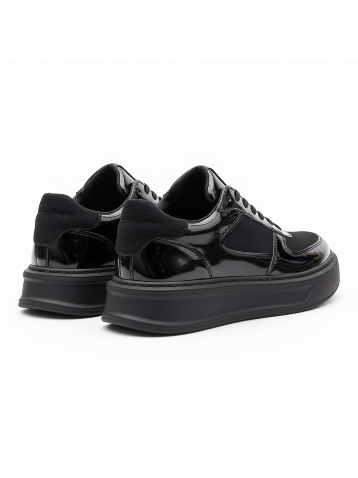 Apollo Moda men's Artemis Shadow shiny black chunky sneaker, fourth angle