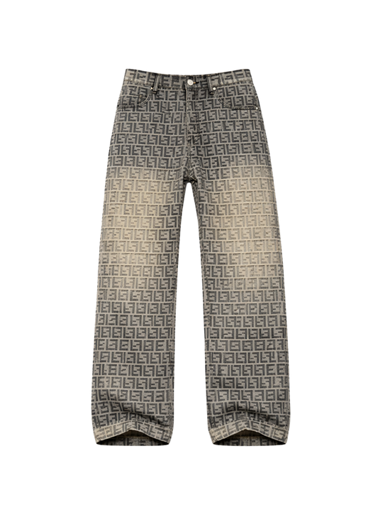 Jacquard Monogram Straight-Leg Vintage Jeans