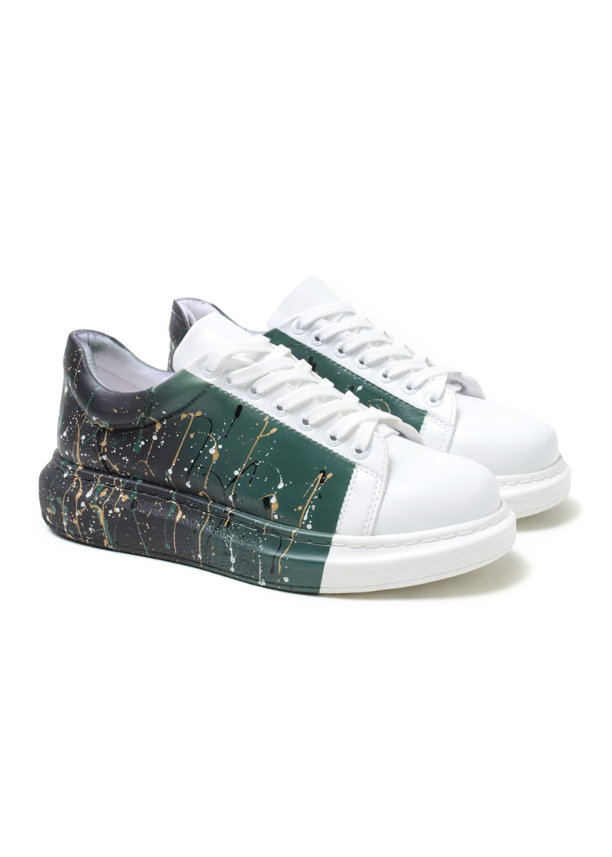 Urban Pulse Rhythm Shift hand-painted custom sneaker with platform sole by Apollo Moda, third angle
