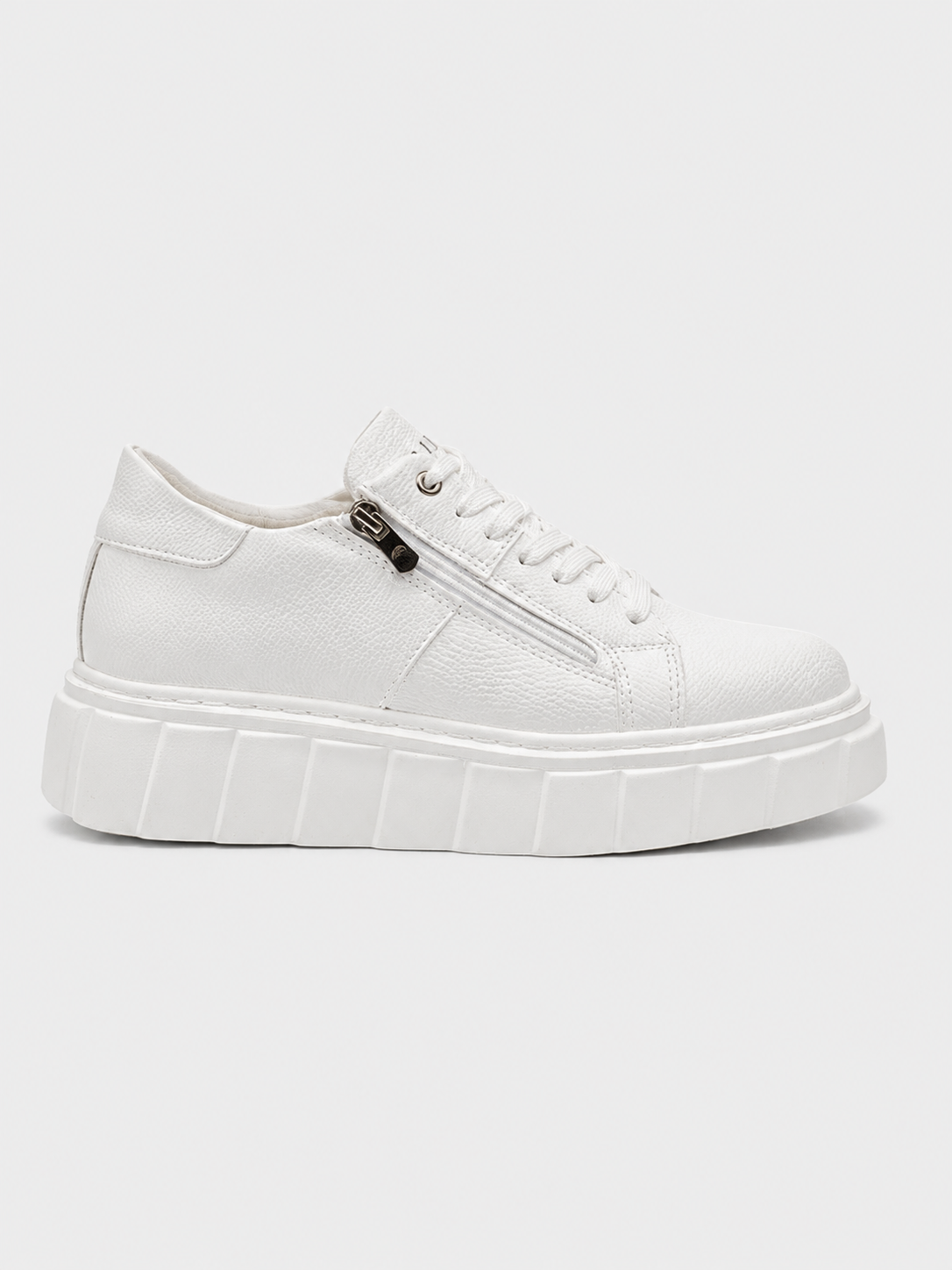 Apollo Moda Men's Aether Blanc white crocodile-textured sneaker with side zipper, main product photo