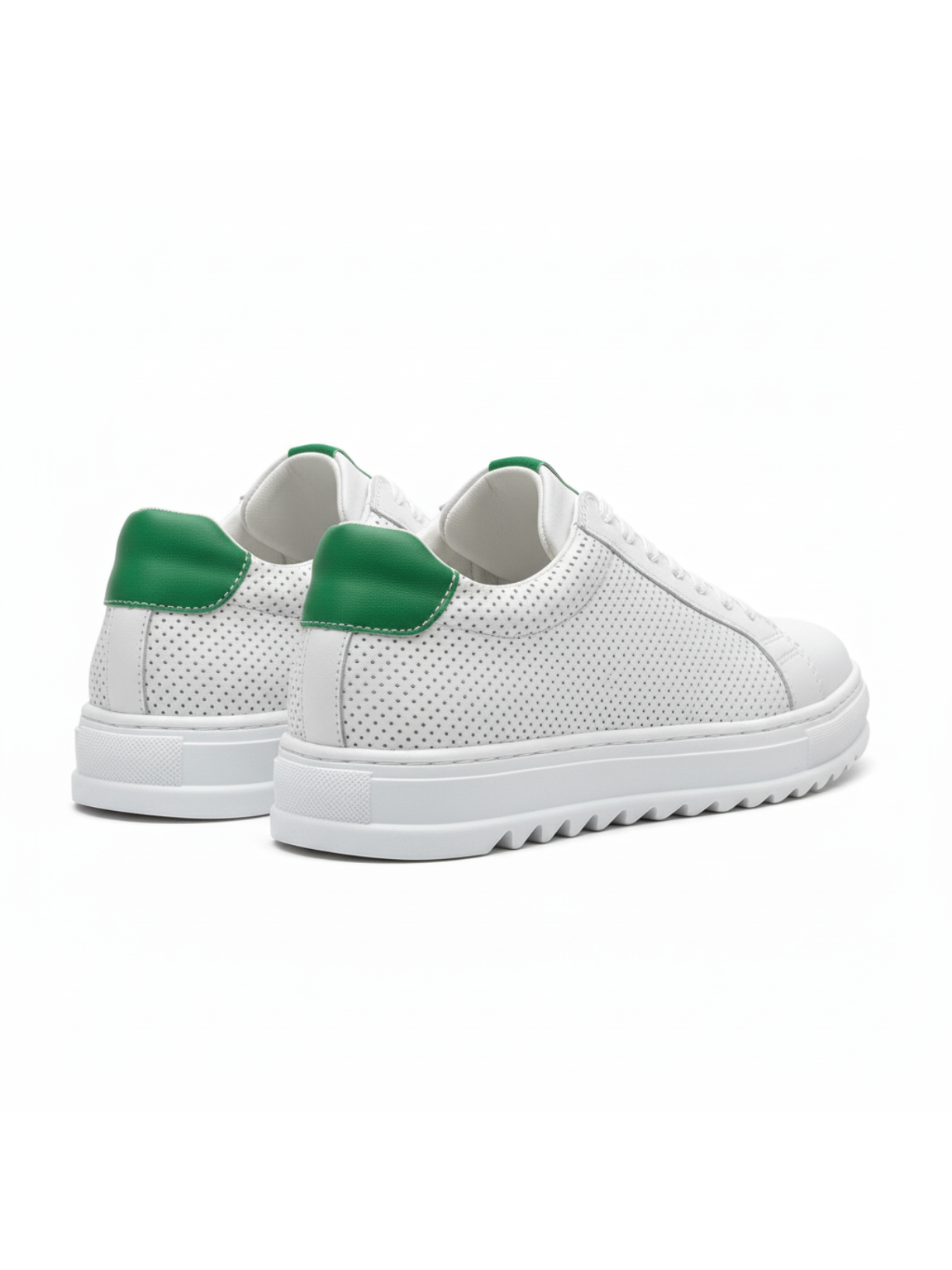Arion Verde white and green leather casual sneaker by Apollo Moda, fourth angle