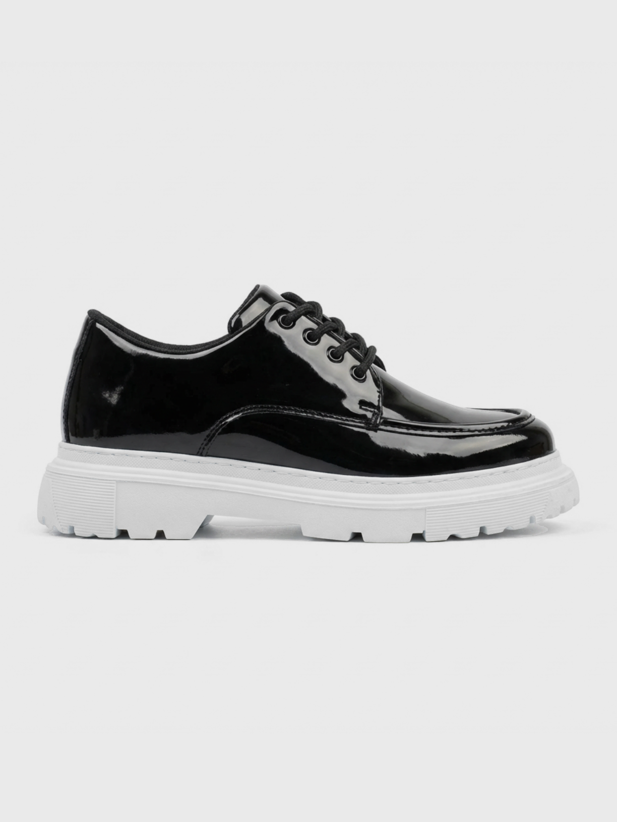 Apollo Moda Men's Vantage Line gloss black elevating sneaker with white sole, main product photo