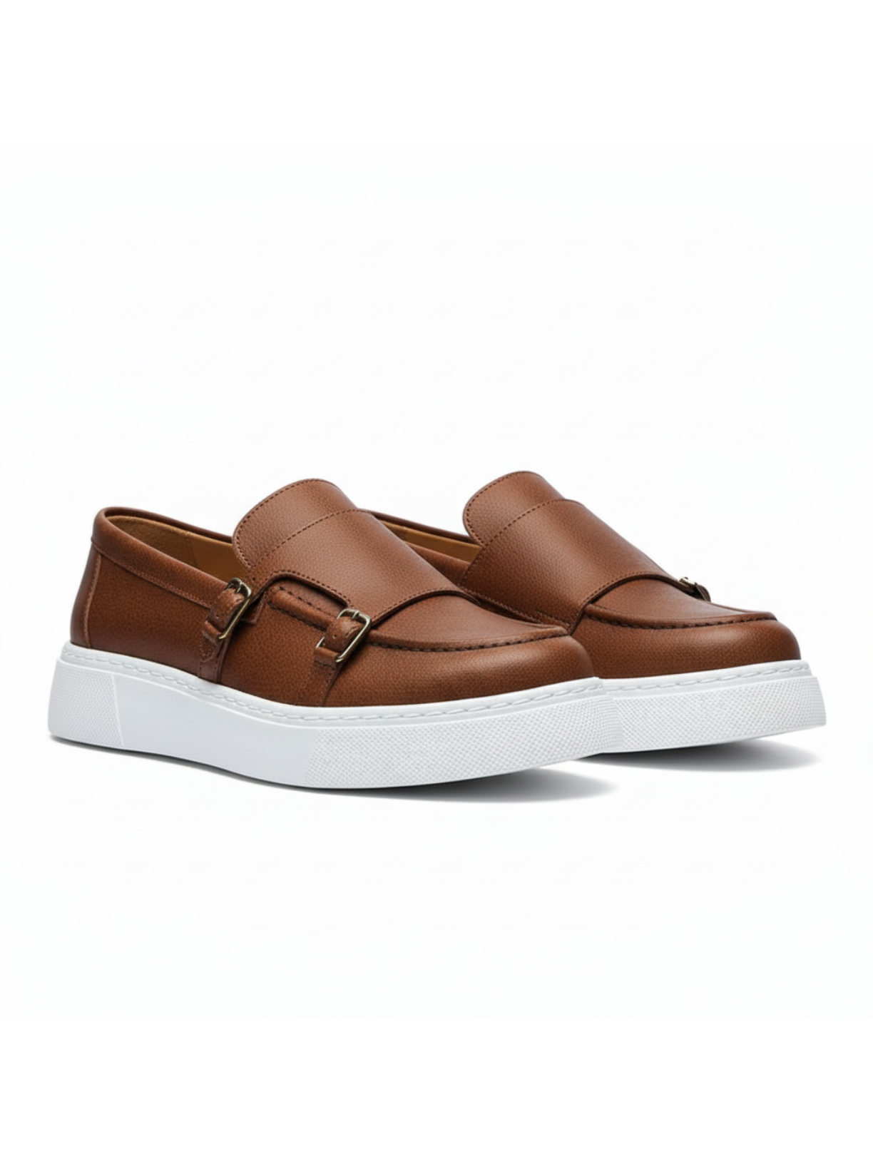 Apollo Moda men's Zion Earthy Brown dual-strap platform loafer, fourth angle